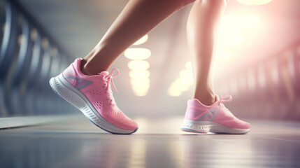 Close-Up of Woman's Running Shoes During a Gym Workout