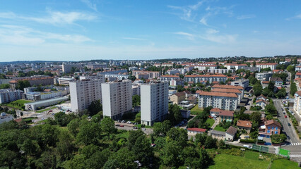 Fototapeta na wymiar aerial landscape of Besançon city, France