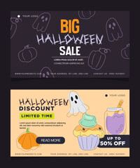Naklejka premium Halloween party invitation web banner illustration