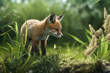 Naklejka na ściany i meble red fox in the wild. Generative AI