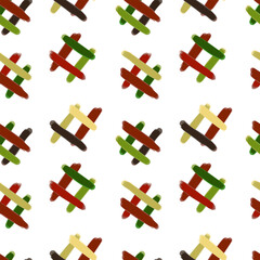 Vector seamless pattern of colored squares palette hand-drawn brush stroke isolated on a white background