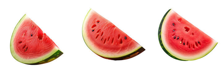 Watermelon sliced on transparent background clipped and in focus