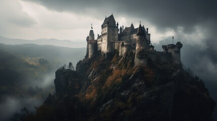 Fototapeta na wymiar castle in the mountains. Generative AI
