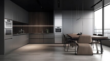 Minimalistic and Sleek kitchen interior. Generative AI