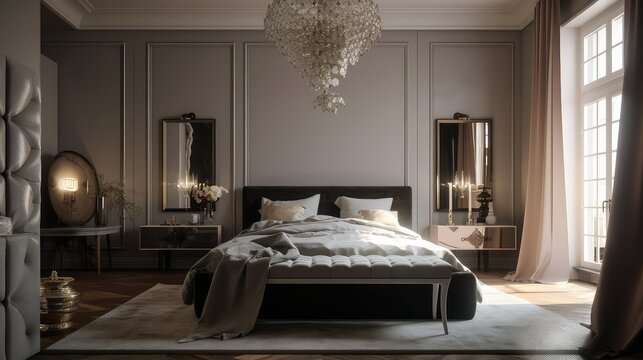 bedroom in hotel. Generative AI