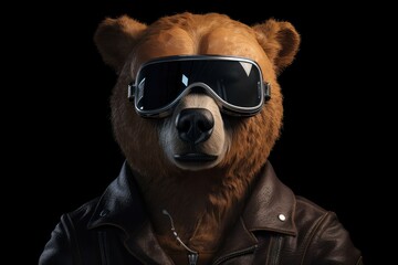Bear wearing sunglasses. Generative AI