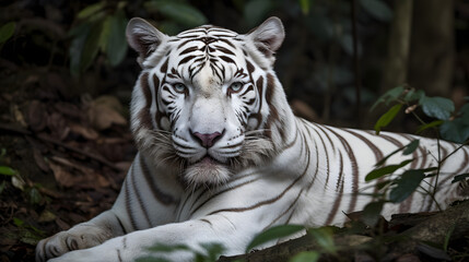 tiger katze tier weiß tierpark wild lebende - obrazy, fototapety, plakaty