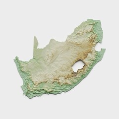 South Africa Topographic Relief Map  - 3D Render