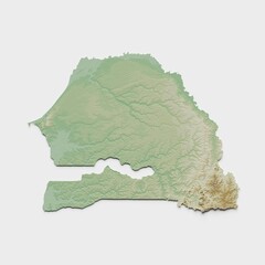 Senegal Topographic Relief Map  - 3D Render