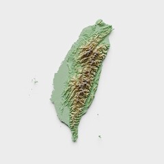 Taiwan Topographic Relief Map  - 3D Render