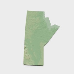 Manitoba, Canada Topographic Relief Map  - 3D Render