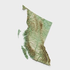 British Columbia, Canada Topographic Relief Map  - 3D Render