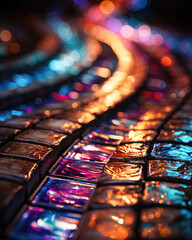 Fototapeta na wymiar abstract background of colorful glass mosaic with bokeh lights