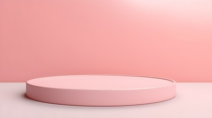 Minimalist Room with a beautiful Stage in Light Pink Colors. Modern and Futuristic Background for Product Presentation.