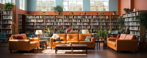 library with neat bookshelves