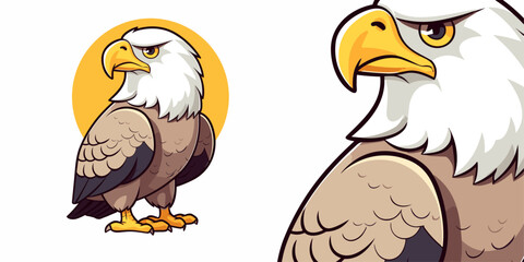 Cute eagle logo mascot, illustration vector graphic cartoon perfect for logo, icon, design, poster, flyer - Make Your Brand Soar: Get This Versatile Eagle Logo Mascot Illustration