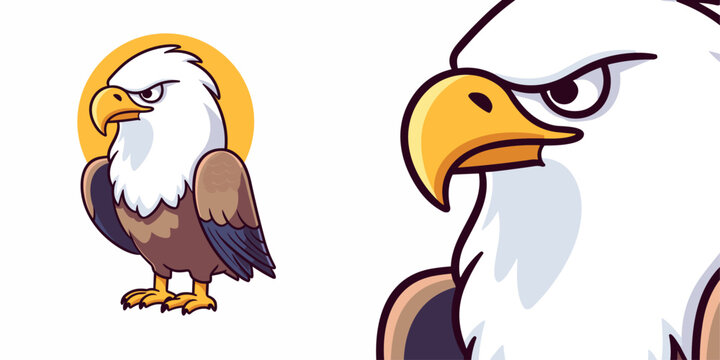 Cute eagle logo mascot, illustration vector graphic cartoon perfect for logo, icon, design, poster, flyer - Transform Your Brand's Image with a Captivating Eagle Logo Mascot Design