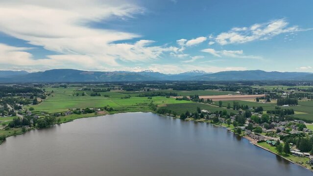 Pacific Northwest Serenity Aerial Shot of Wiser Lake Lynden Washington State