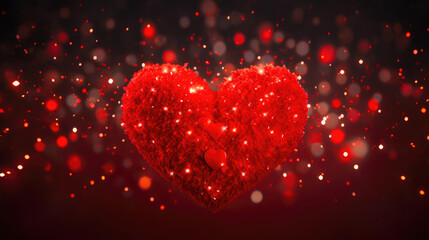 Romantic Red Heart Fireworks in Full Bloom