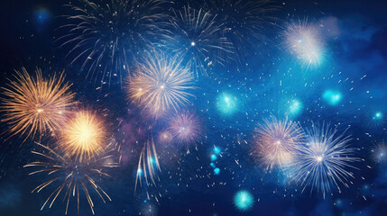 Golden Glows and Blue Bursts: Nighttime Fireworks