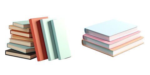 transparent background with ed empty hardcover books for design purposes