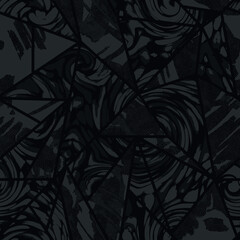 Black and grey geometric triangle modern seamless pattern
