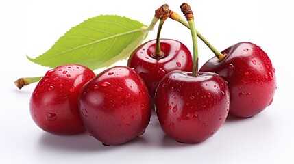 fresh red cherries in the background