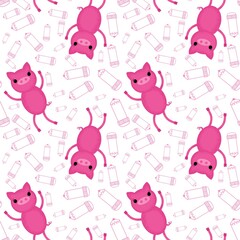 Cartoon animals seamless pigs pattern for wrapping paper and fabrics and kids clothes print and festive