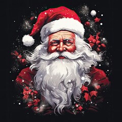 Santa Claus illustration with long white beard and traditional festive hat, generative ai