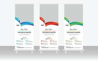 Simple rollup banner design template multiple color 