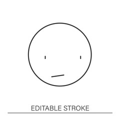  Unhappy survey line icon. Sad consumer emotions. Neutral review. Marketing service and business. Client feedback concept. Isolated vector illustration. Editable stroke