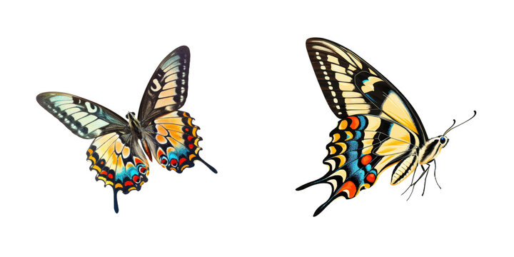 A stunning butterfly flies alone against a transparent background Fivebar Swordtail