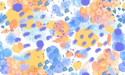 Abstract paint seamless splash ink and polka dots pattern for fabrics and wrapping paper and kids clothes print