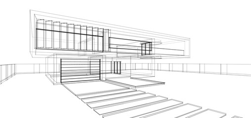 Architectural sketch of a building 3d