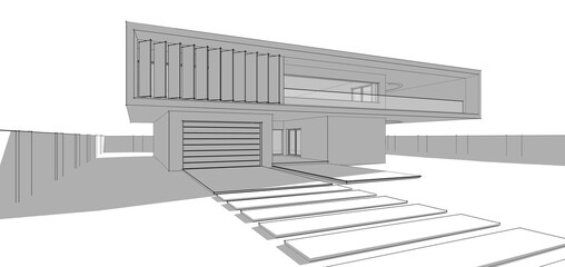 Architectural sketch of a building 3d