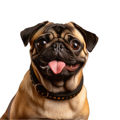 A playful pug with its tongue out, ready for some fun