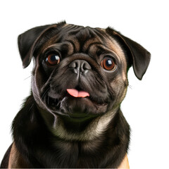 A playful pug with its tongue out