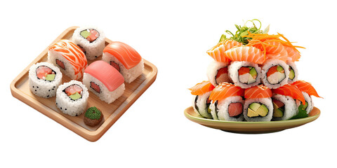 transparent background sushi with seafood a type of Japanese cuisine