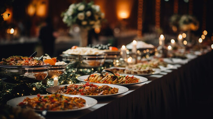 Obraz na płótnie Canvas catering event buffet food ids for wedding plann, Generative Ai