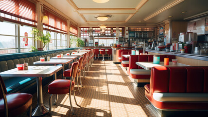 The interior of an American diner