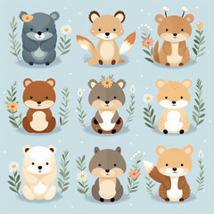 set of animals pattern