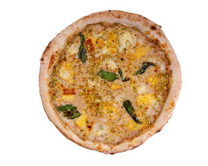 craft pizza with cheese isolated on white background