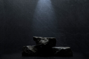 stones for the podium on a dark background