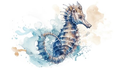 An ink seahorse illustration that was utilized for kids product and label design