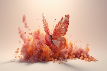 a side view in orange Julia, a butterfly