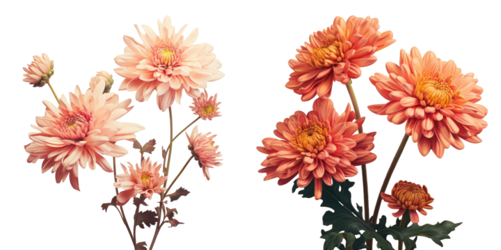 transparent background with chrysanthemums