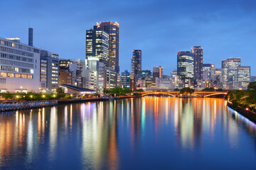 Fototapeta na wymiar Osaka, Japan CItyscape on the River