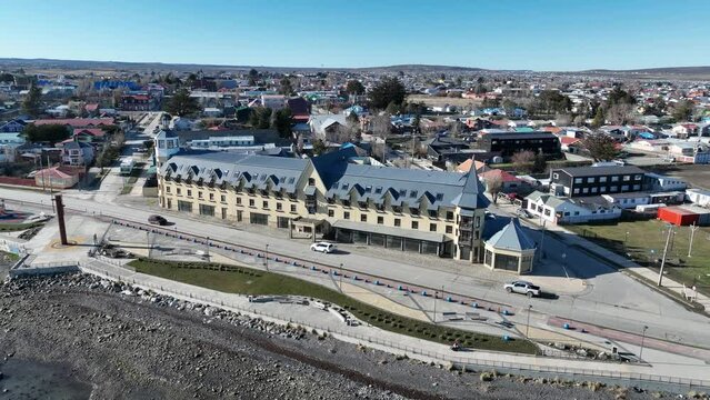 Patagonia City Of Puerto Natales In Ultima Esperanza Chile. Nature Landscape. Travel Background. Ultima Esperanza Chile. Downtown Cityscape. Patagonia City At Puerto Natales In Ultima Esperanza Chile.