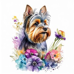 yorkshire terrier on the background