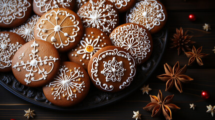 Christmas food bakery bake baking photography background, Generative Ai